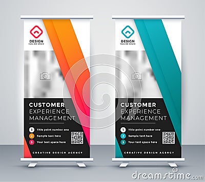 Company rollup presentation banner in two colors Vector Illustration