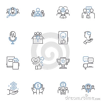 Company seminar line icons collection. Training, Presentation, Workshop, Learning, Collaboration, Nerking, Development Vector Illustration