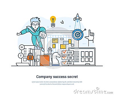 Company success secret, business developement and growth concept Vector Illustration