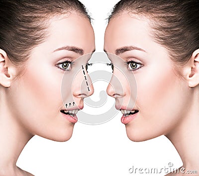 Comparative portrait of female face Stock Photo