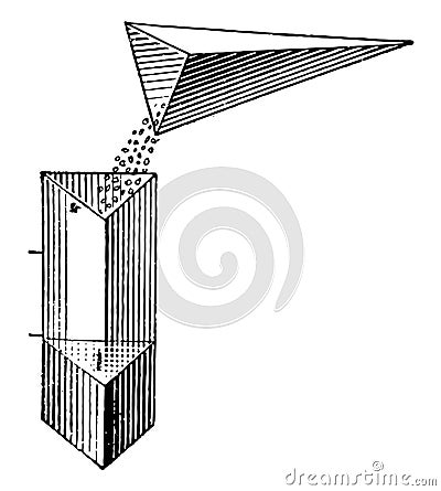 Comparative Volumes Of A Pyramid And Prism vintage illustration Vector Illustration