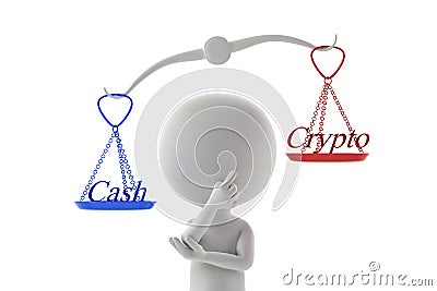 Compare cash and crypto currencies Stock Photo