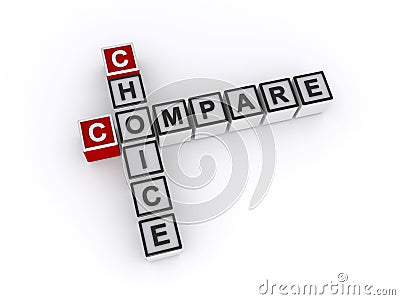 Compare choice word blocks on white Stock Photo