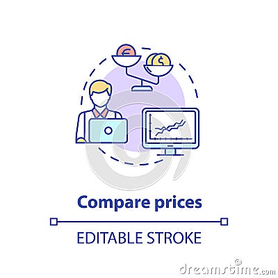 Compare prices concept icon Vector Illustration