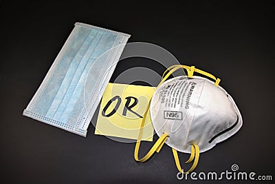 Surgical mask or N95 Respirator Editorial Stock Photo
