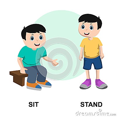 Comparison adjective child explanation card Vector Illustration
