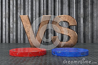 Comparison product display design with versus text. 3D rendering Stock Photo