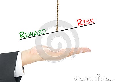 Comparison between reward and risk Stock Photo