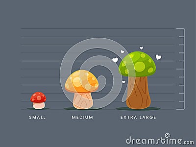 the comparison between three mushrooms. Isolated Vector Illustration Stock Photo