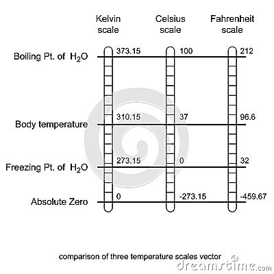 Comparison of three temperature scales vector Vector Illustration