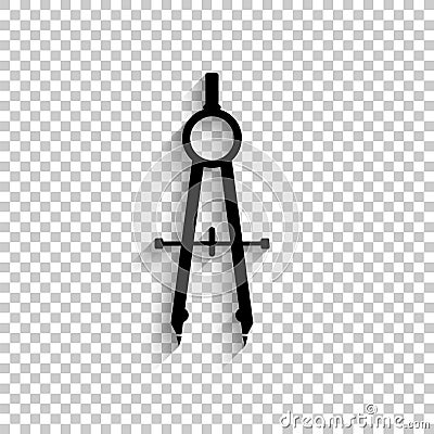 Compass - black vector icon with shadow Vector Illustration