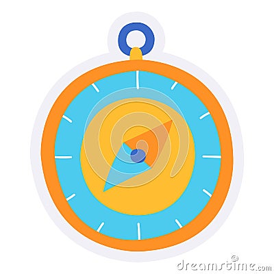 Compass direction discovery position guidance course control single isolated icon with sticker outline cut style Stock Photo