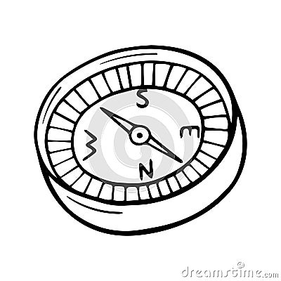 Compass. Doodle. Vector illustration isolated on white background Vector Illustration