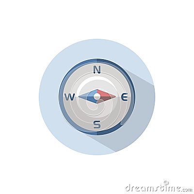 Compass east direction. Flat icon on a circle. Weather vector illustration Cartoon Illustration