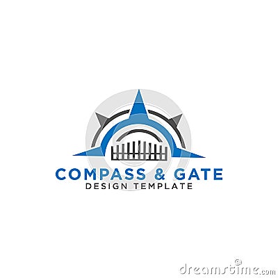 Compass and gate logo design template vector Vector Illustration