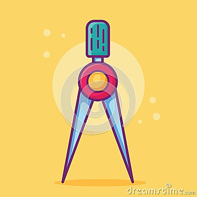 Compass geometry isolated cartoon vector illustration in flat style Cartoon Illustration