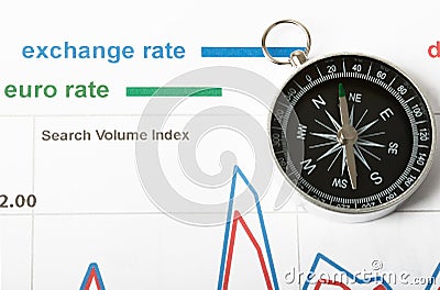 Compass on graphical charts Stock Photo