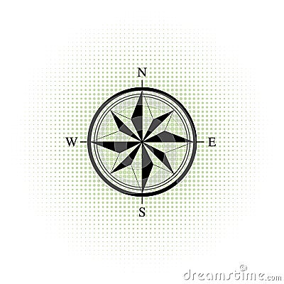 Compass icon. Abstract halftone background. Halftone dots. Vector illustration Vector Illustration