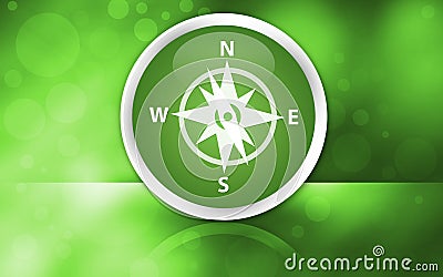 Compass icon premium glossy button isolated on abstract shiny green background Cartoon Illustration