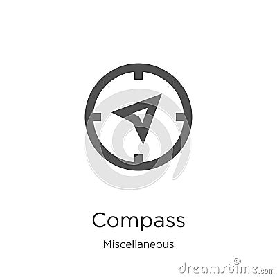 compass icon vector from miscellaneous collection. Thin line compass outline icon vector illustration. Outline, thin line compass Vector Illustration