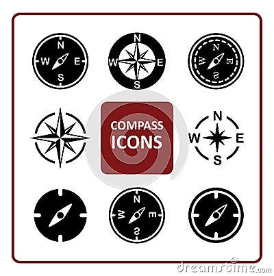Compass icons set Vector Illustration