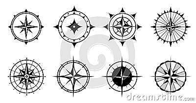 Compass icons set Vector Illustration