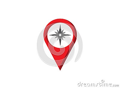 Compass with Indicators dart board in a pin symbol for logo design illustration Cartoon Illustration