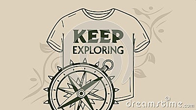 Compass Keep Exploring tee, adventure apparel vector design Generative AI Vector Illustration