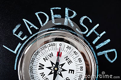 Compass With Leadership Text Stock Photo