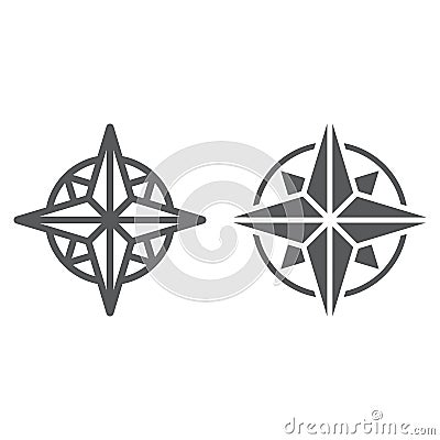 Compass line and glyph icon, navigator Vector Illustration