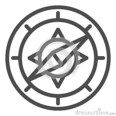 Compass line icon, Navigation concept, Navigator on white background, wind rose compass icon in outline style for mobile Vector Illustration