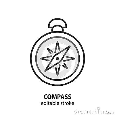 Compass line icon. Navigation vector symbol. Tourism sign. Editable stroke Vector Illustration