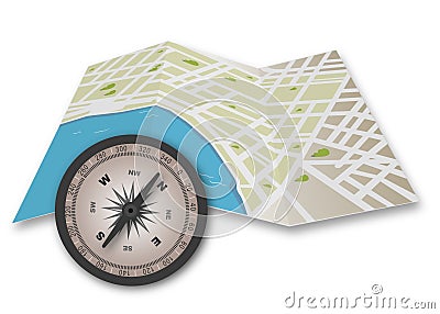 Compass and map Vector Illustration