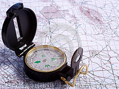 A Compass on a map Stock Photo