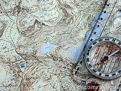 Compass and map Stock Photo