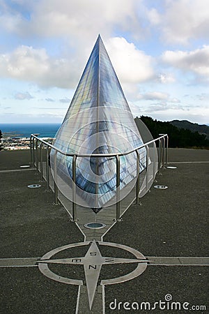 Compass on Mount Victoria lookout, Wellington Editorial Stock Photo