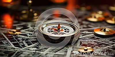 The compass navigate for businessmen to resume business growth in the economic crisis. AI Generated Stock Photo