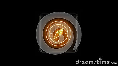 Compass. Nixie tube indicator digit. Gas discharge indicators and lamps. 3D. 3D Renderingv Stock Photo