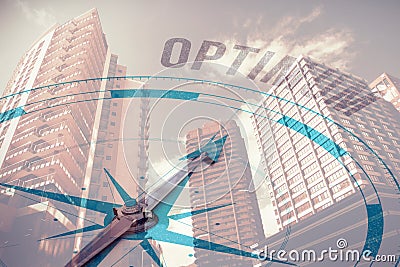 Composite image of compass with optimum text Stock Photo