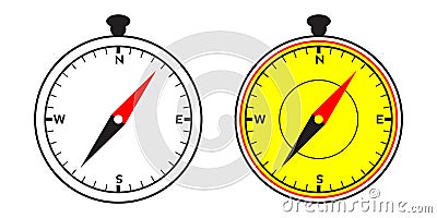 Compass pointer icon with white background, Direction, map navigation symbol Vector Illustration