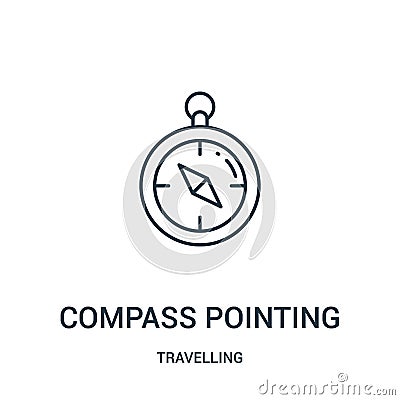 compass pointing icon vector from travelling collection. Thin line compass pointing outline icon vector illustration. Linear Vector Illustration