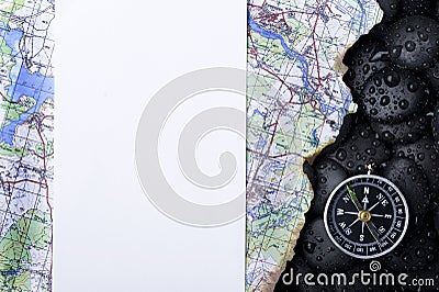 Compass with rock Stock Photo
