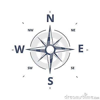 Compass Rose Icon Vector Logo Template. Wind rose retro design c Stock Photo