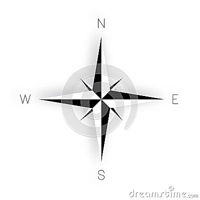 Compass rose - nautical chart. Travel equipment displaying orientation of world directions - north, east, south and west Vector Illustration