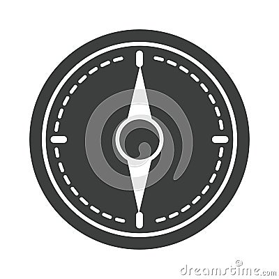 Compass rose navigation cartography element silhouette design icon Vector Illustration