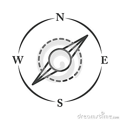 Compass rose navigation cartography route equipment line design icon Vector Illustration