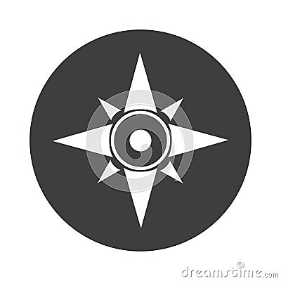 Compass rose navigation cartography tool silhouette design icon Vector Illustration