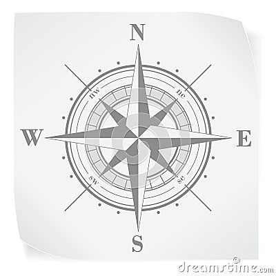 Compass rose over white paper sticker Vector Illustration