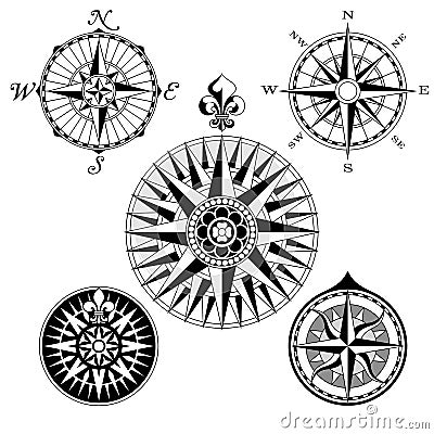Compass Rose Set Vector Illustration