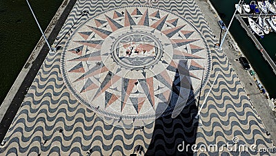 Compass Rose square from the top of the Monument to the Discover Editorial Stock Photo